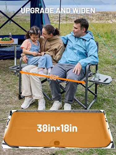 Timber Ridge Double Camping Chair Portable Loveseat, Heavy Duty Folding Camp Couch 2 Person Director Chairs with Cup Holder for Outdoor Lawn Tailgates Picnic Sports Soccer Games Supports 600 lbs Grey - color: Director Loveseat Grey