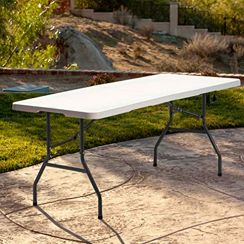 BestOffice Outdoor 6 FT Folding Camping Table Plastic Table Portable Square Height Dining Table Perfect for Picnics, Parties, Party and Camping, White - color: White, size: 6 FT
