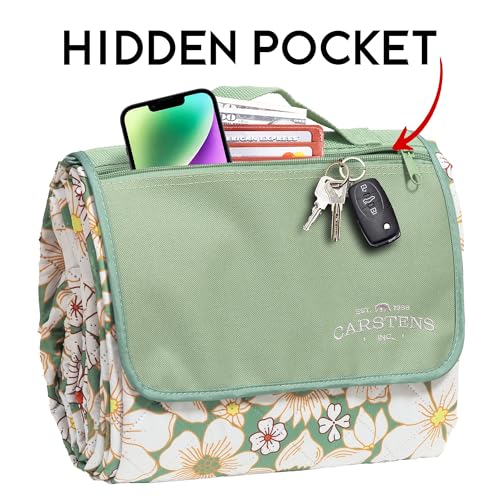 CARSTENS, INC. Easy Pack Waterproof Sandproof Picnic Blanket, Lightweight Foldable Outdoor Camping Beach Mat, Large 60"x80", Spring Garden Floral - color: Spring Garden Floral