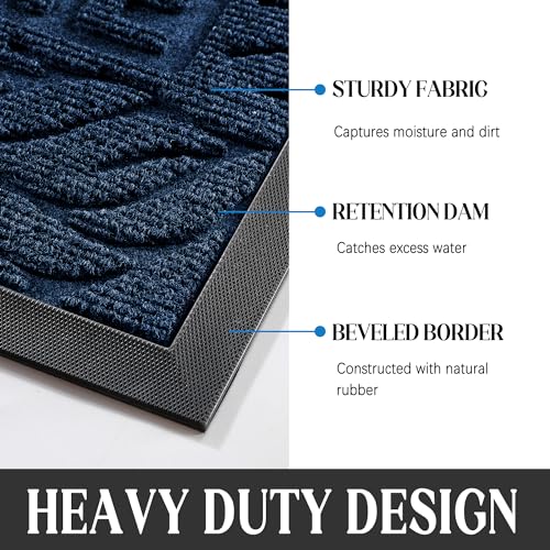 Yimobra Large Welcome Mat 36x24, Waterproof Non-Slip Outdoor Mats for Front Door Outside Entrance, Low-Profile Entryway Mat Indoor for Garage Patio, Blue - color: Blue, size: 36x24 Inch