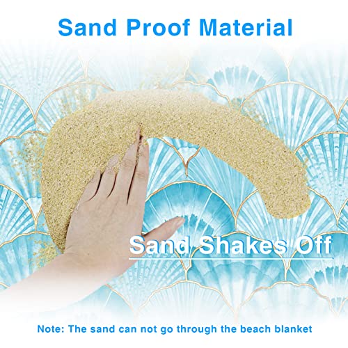 Beach Blanket Sandproof Waterproof Beach Mat Sand Free Waterproof 79 x 83 Oversized Beach Blanket Sandproof Beach Mat Waterproof Beach Blanket Portable Camping Blankets for Travel, Camping, Hiking - color: Blue Shell