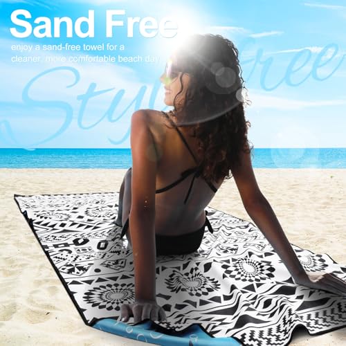 Mandala Oversized Microfiber Pool Sandproof Beach Towel - 72"x36"Quick Fast Dry Sand Free Proof Extra Large Big Outdoor Travel Swim Micro Fiber Blanket Yoga Mat Personalized Women Men Boho Bohemian