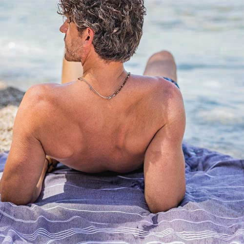 Hencely Turkish Beach Towel 37x68 Oversized, Sand-Free, Quick-Dry, Lightweight - Travel Essential for Pool & Bath - Striped 100% Cotton Bathroom Towels Accessories Gift (Navy Blue) - color: Navy Blue
