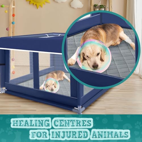 XVISHX 42x42 Inches Puppy Playpen with Cover&Dog Pads, Dog Playpen for Puppies or Small Dogs, Pet Playpen for Indoor & Outdoor, Sturdy Safety Dog Pen with Thickened Fabric - style: 42x42 IN WIth Cover&Pad