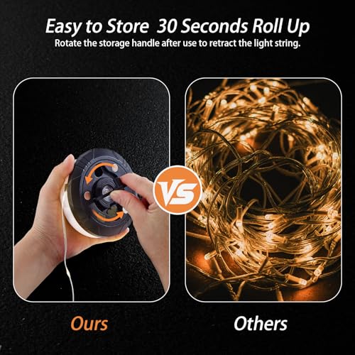 2-Pack Camping String Lights, 4 in 1 Portable Camping Light Rechargeable, 8 Lighting Modes, USB Charging, Quick Storage, 32.8FT Waterproof Tent Lights String for Camping, Hiking, Yard, Christmas,Black - color: Black, size: 2 Pack