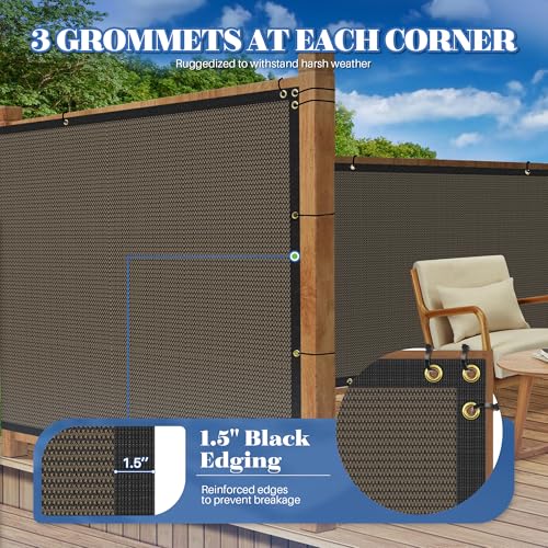 ECOOPTS 6'x2' Privacy Fence Screen Windscreen with Copper Grommets, Fit for Commercial Fence and Residential Garden Outdoor 90% UV Blockage, Cable Zip Ties Included (Brown) - color: Brown, size: 6'x2'