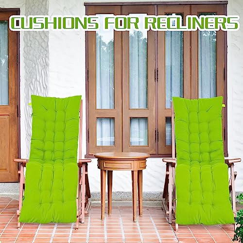 Bucherry 67 x 19 Inch Chaise Lounge Cushions Soft Lounge Chair Cushion Gravity Chair Cushion Sofa Lawn Furniture Cushion Pad with 6 Tie for Outdoor Indoor Patio Home Without Headrest (Green,2 Pcs) - color: Green