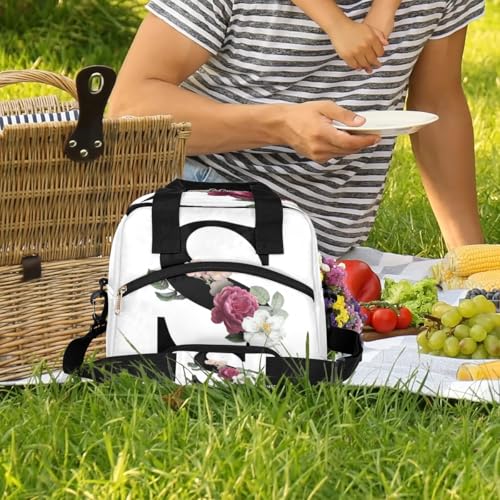 Letter S Insulated Lunch Bag for Women Men Reusable Waterproof Lunch Box Cooler Tote Bag One shoulder portable meal bag Portable Adult Lunchbox for Work Picnic Hiking Beach - color: Letter S