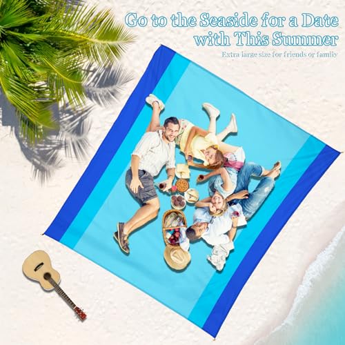 Beach Blanket Waterproof Sandproof 1-7 Adult Oversized 78 '' × 81 '' Lightweight Durable Compact Sand Free Extra Large Beach Mat for Travel Camping Hiking Picnic Blanket - color: Blue, size: 78“x81”