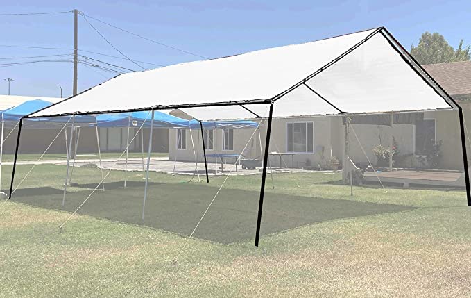 (White) Super Heavy Duty Mesh Tarp Net Sail Sun Shade Awning and Fence Screen Patio and Canopy Cover (6' x 10') Finished Size 5'.6 X 9'.6 - size: 6' x 10'
