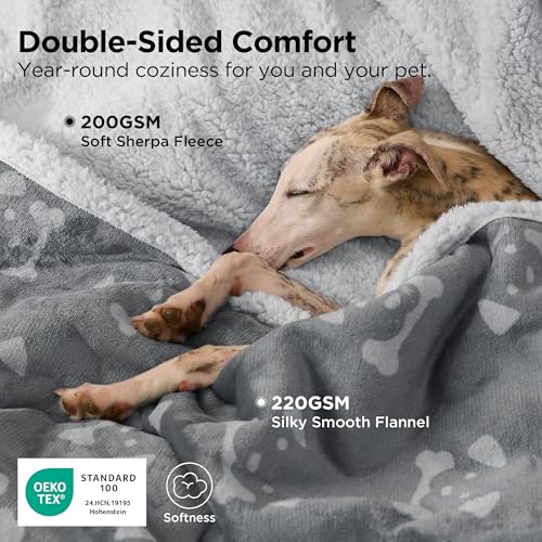 Bedsure Waterproof Dog Blankets for Medium Dogs Washable - Soft Print Sherpa Fleece Puppy Cat Blanket, Cozy Plush Reversible Throw Furniture Protector for Pet Kitten Doggy, 30"X40", Anchor Gray - color: Anchor Gray-dog, size: M(30x40")