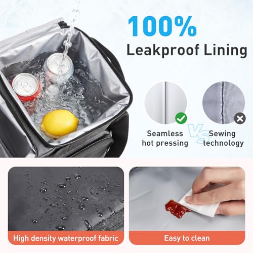 TOURIT Soft Sided Cooler Bag Insulated 30/48/60 Cans, Large Collapsible & Leakproof Ice Chest for Picnic, Beach, Camping, Travel - color: Black, size: 2Zone 30Can 22L