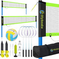Portable Volleyball & Badminton Combo Net Set for Backyard Beach with 2 Nets (20ft and 32ft), Adjustable Poles, PU Volleyball, Aluminum Rackets and Carry Bag, Quick Setup & Durable - color: Black