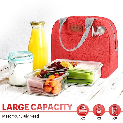 Lunch Bag for Women & Men Adult Insulated Lunch Box, Small Leakproof Cooler Food Lunch Containers Reusable High Capacity Lunch Tote Bags for Work, Travel, Outdoor (Red) - color: Red