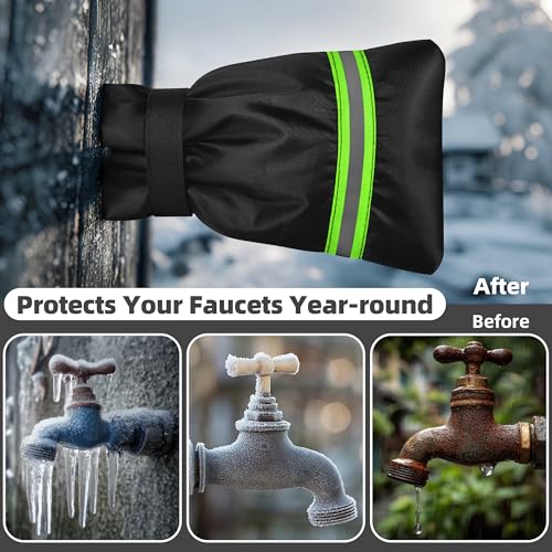 Outdoor Faucet Covers for Winter: Freeze Protection for Outside Hose Bib Spout - Insulation Water Spigot Sock with 9.5" H x 6.7" W - Waterproof Tap Cover Reusable for Garden 2 Pack