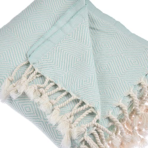 Personalized Embroidered Beach Towel | Throw Blanket, Easy Carry, Sand Free, Highly Absorbent, Quick Dry, Turkish Towels for Travel Camping Bath Sauna Beach Gym Pool Yoga SPA by Lahammam, Asia, Aqua - color: Aqua, size: Asia