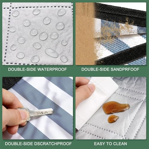ZUBOND Picnic Blanket 80''x100'', Waterproof Sandproof Beach Outdoor Camping Mat Extra Large Foldable Gingham Big Travel Essential Accessories Gift Park Patio Lawn Garden Grass Ground Music Festival - color: Blue White, size: 80 x 100 Inch