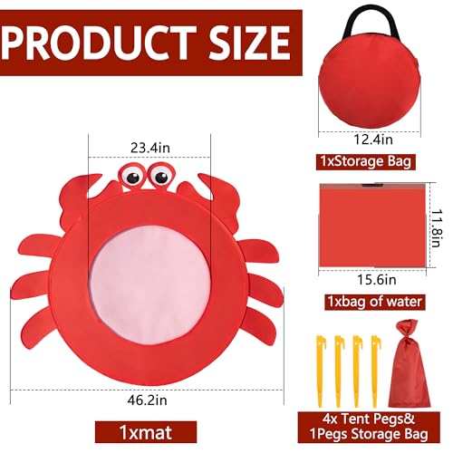 RunNico Pop Up Beach Pool, Portable Toddler Beach Pit with Water Bag and Storage Bag, Cute Shape Beach Pool Puddle for Outdoor Summer Beach Camping Traveling Vacation (Crab) - color: Crab