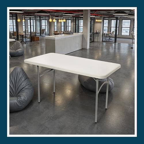 OEF Furnishings OEFBT2448 Utility Series Heavy-Duty Premium Commercial-Grade Indoor/Outdoor Folding Table (24 x 48 in, Rectangular, Speckled Gray Top/Gray Frame) - size: 48 x 24 in