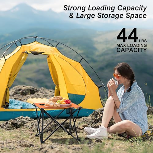 Moclever 2PCS Foldable Camping Table–Ultralight Portable Table with Cup Holders&Carry Bag, Perfect for Outdoor Adventures,Picnic,Beach, BBQ,Hiking & Home Use - style: 2Pcs Orange