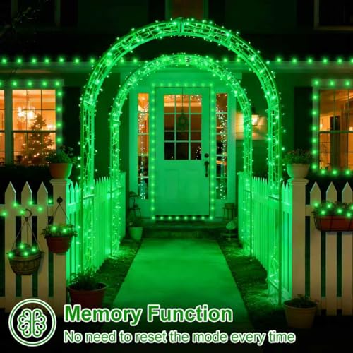 QITONG 4 Pack Solar Fairy Lights, Each 33ft 100 LED Green Christmas String Light Outdoor Waterproof, 8 Modes Silver Wire Twinkle Mini Lights - color: Green, size: 4Pack*100LED