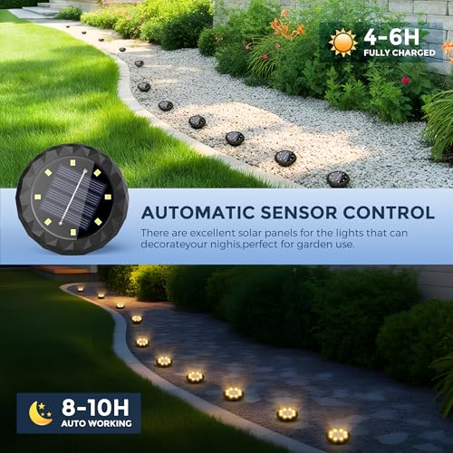 SOLPEX Mini Solar Ground Lights, 12 Pack Solar Lights Outdoor Waterproof, Landscape Lighting for Garden Pathway Driveway Walkway (Warm White) - color: Warm White, size: 12 Pack