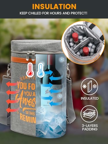 Wine Cooler Bag Gift Set with 2 Tumblers, Insulated Portable Wine Carrier Holds 2 Bottles, Perfect for Outdoor Use, Ideal Easter Birthday Anniversary Gift for Women & Men Wine Lovers