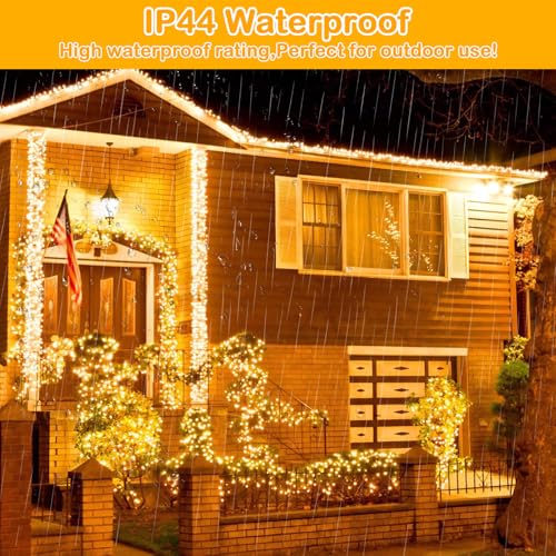 Decute 300LED 99FT Christmas Tree String Lights Green Wire Dimmable with Remote Control, UL Listed Plug in Fairy Starry Lights Decorative for Christmas Tree Party Wedding Indoor Outdoor Warm White - color: GN Warm White, size: 300LED