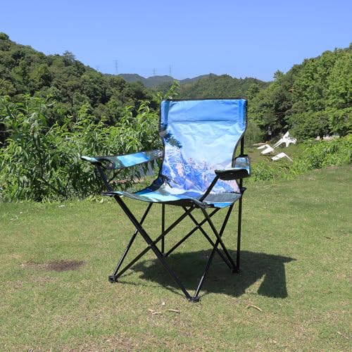 Northroad Camping Chair Portable Camp Chair, Folding Lawn Chair with Cup Holder for Outdoor Camping, Hiking, Travel, Patio, Beach, Picnics - color: Light Blue