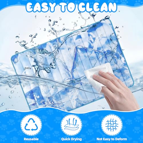 Chunful 4 Pack Dog Cooling Mat Water Injection Pet Cooling Mat for Dogs Cats with Storage Bags Washable and Foldable Pet Pad Summer for Small Medium Large Breeds of Doggy Bed Sofa Floor Car Seat (XL) - size: XL