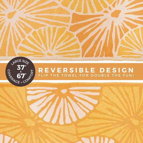 FESHKA Sand Free Turkish Beach Towel (37 x 67) Quick Dry Bath Towel, Oversized Beach Blanket, Lightweight for Travel - Made with 100% Organic Turkish Cotton - Summer Solstice (Yellow/Orange) - color: 06 - Yellow/Orange