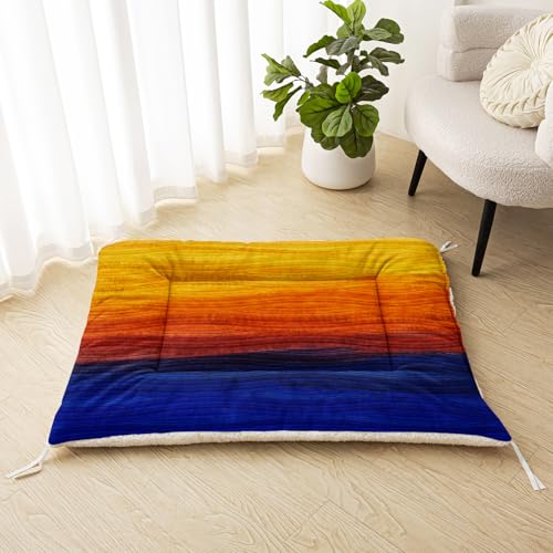 Nttopship Dog Cat Bed Mat Ultra Soft Fluffy Pet Bed Washable Fashion Dog Crate Beds Comfy Comfy Pet Sleeping Pad Suitable for Pet Raised Bed(30"x26",Setting Sun) - color: Setting Sun, size: Medium