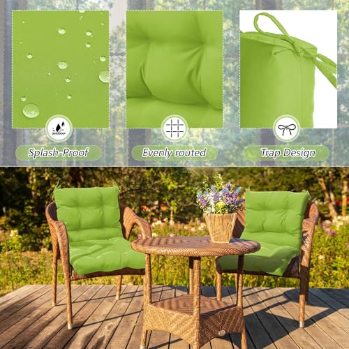 Marsui 4 Pcs Outdoor Indoor High Back Chair Cushions Patio Furniture Tufted Pillow with Ties Water-Resistant Replacement Outdoor Rocking Chair Cushions, 42 x 21 Inches (Fruit Green,Solid Color) - color: Fruit Green, size: Solid Color