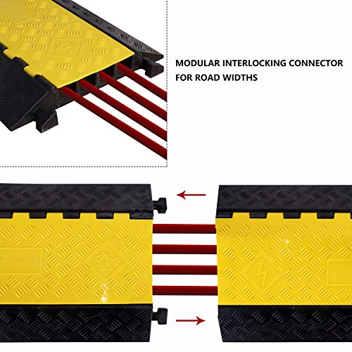 1 Pack Rubber Cable Ramp Hose Cable Protector Ramp 4 Channel 22000Lbs Load Capacity Traffic Speed Bump Wires Power Lines Extension Cord Cover for Indoor Outdoor - color: 22000lbs-4channel-1pack