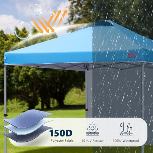 MASTERCANOPY Durable Pop-up Canopy Tent with 1 Sidewall (10'x10',Sky Blue) - color: Sky Blue, size: 10x10