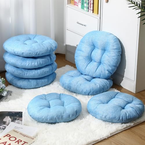 Fumete 8 Pcs 16 Inch Round Floor Cushions for Kids and Toddlers, Flexible Seating Classroom Furniture Floor Pillow for Home, Daycare, Preschool, Yoga and Meditation (Sky Blue) - color: Sky Blue