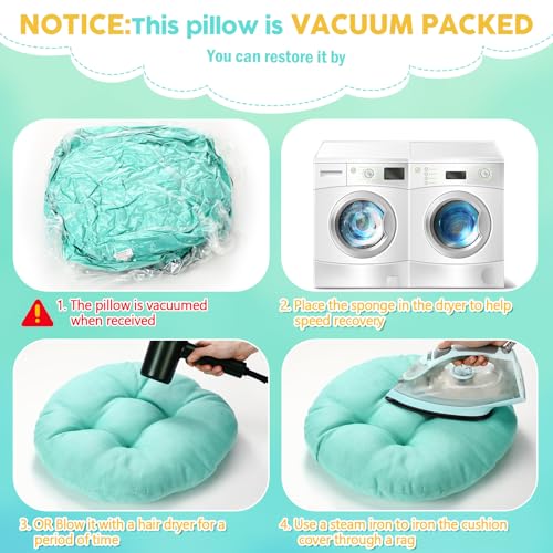 Fumete 8 Pcs 16 Inch Round Floor Cushions for Kids and Toddlers, Flexible Seating Classroom Furniture Floor Pillow for Home, Daycare, Preschool, Yoga and Meditation (Mint Green) - color: Mint Green