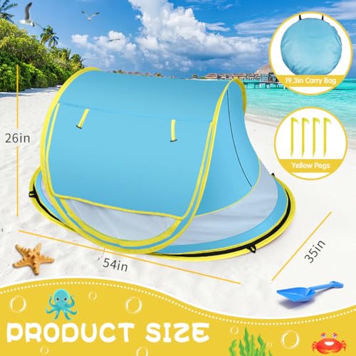 Baby Beach Tent,Large Pop Up Beach Tent Sun Shade for Beach,Portable Baby Travel Tent with Mosquito Net,Indoor Baby Play Tent,UPF 50+ UV Protection Sun Shelters for Infants - style: Blue