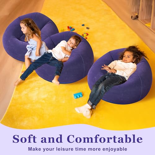 Realspring Inflatable Bean Bag Chairs Outdoor Blow up Camping Chairs Inflatable Lazy Sofa Folding Portable Bean Bag Loungers Couch for Movie Night(Blue,4 Pcs) - color: Blue