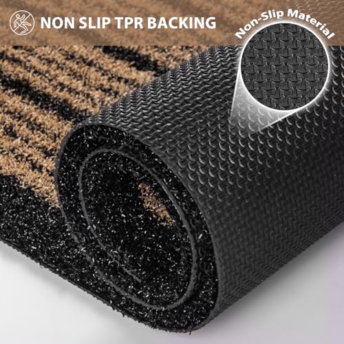 Outdoor Front Door Mat 24" x 60", Dirt Trapping Outside Entrance Runner Rug, Non Slip, Heavy Duty Commercial Rug for Patio, Balcony, Garage, Traffic Area, Office, Roll Packing - color: Beige, size: 24" x 60"