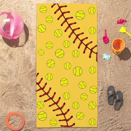 Bonsai Tree Softball Beach Towel, Yellow Microfiber Bath Towel for Women, Sand Free Quick Dry Travel Towels Softball for Women Yoga Sports Adults 30" X 60" - color: Softball, size: 30"x60"