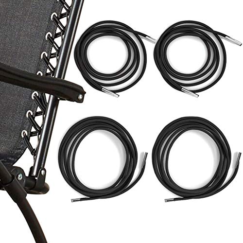 Replacement Cords for Zero Gravity Chair 4 Cords Patio Recliner Repair Laces for Lounge Chair Bungee Chair Antigravity Chair (Black) - color: Black