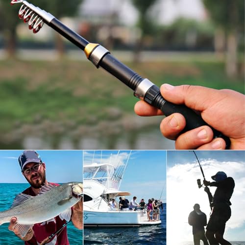 Fishing Rod, Universal Mini Small Sea Pole Portable Short Pole Ice Fishing Rod Mini Pocket Sea Fishing Tools for Ice Fly Fishing Sea Saltwater Kit Gift for Festivals - size: 1.5M
