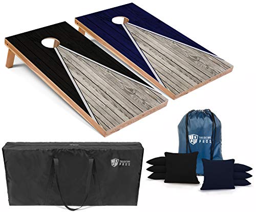 Tailgating Pros Lightweight Pyramid Design Cornhole Board Set w/LED Ring Lights - 4'x2' Regulation Cornhole Game - color: Black/Navy