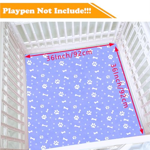 Dog Playpen Bottom Pad Fits for 36 Inch 4 Panels Exercise Pet Playpen, Dog Crate Pad Puppy Playpen Pad, Hoop and Loop Design (Note: Playpen Not Included). -Blue - color: Blue