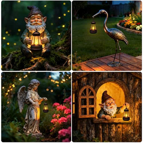 2 Pack Mini Solar Lantern Lights Replacement Parts for Outdoor Statue,Waterproof Solar Hanging Lights Decorative Garden Decor, Warm White