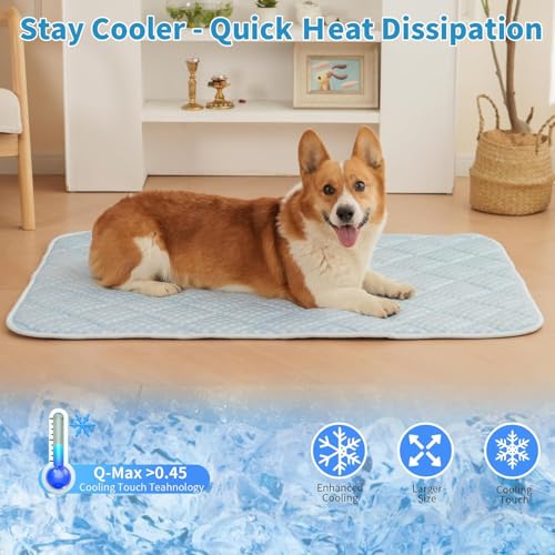 Dog Cooling Mat, Washable Cooling Mat for Dog, Foldable Kennel Pet Bed, Cool Pad (Cool &Warm Surface) for All Seasons Use, Pet Pads for Cats Use in Crate (51 X 37.5 Inch - XX-Large) - size: 51 X 37.5 Inch - XX-Large