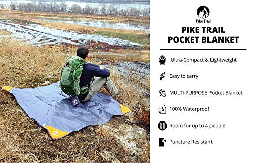Pike Trail Pocket Beach Blanket (60 in X 56 in) – Lightweight, Sand Proof, Waterproof Picnic Blanket for Hiking, Camping, Picnics, Travel and Beach Trips - color: Cherry Red