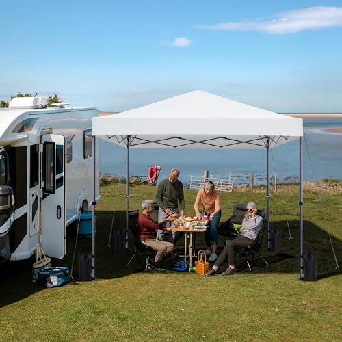 Yaheetech 8x8 Pop Up Canopy Easy Set-up Tent, Portable Outdoor Canopy Instant Tent, Commercial Gazebo with Wheeled Carry Bag & 4 Sandbags for Home, Party & Outdoor Activities, White - color: White, size: 8x8