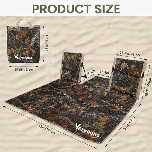 2-Person Portable Beach Lounge Chair with Carry Bag - Lightweight Outdoor Picnic Mat with Back Support for Beach Picnic Concerts Camping & Park (Camouflage Pattern) - color: Camouflage Pattern